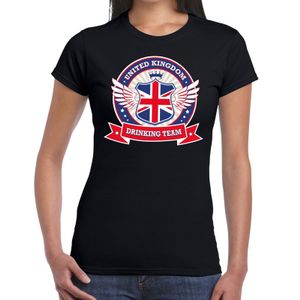 Zwart United Kingdom drinking team t-shirt dames