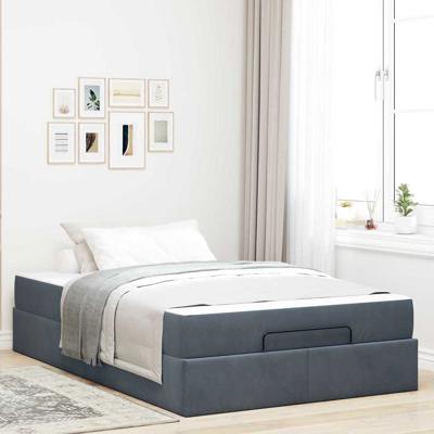 Bedframe met matras met opslag Donkergrijs 120 x 200 cm Fluweel
