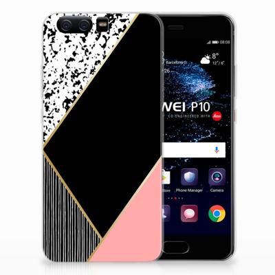 Huawei P10 | TPU Hoesje | Zwart Roze Vormen