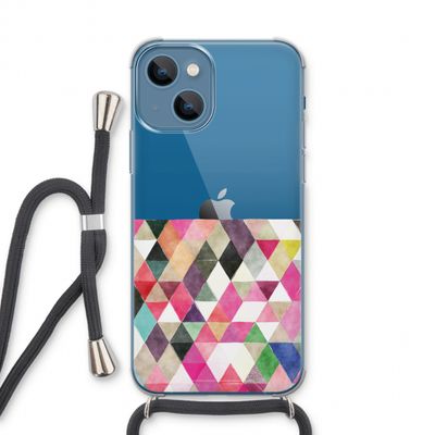 Gekleurde driehoekjes: iPhone 13 Transparant Hoesje met koord