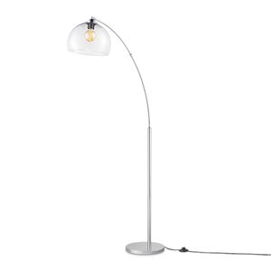 Moderne BoogVloerlamp Fisher | 111.5/30/171cm | Wit | staande lamp met transparante lampenkap | geschikt voor E27 LED lichtbron | met voetschakelaar