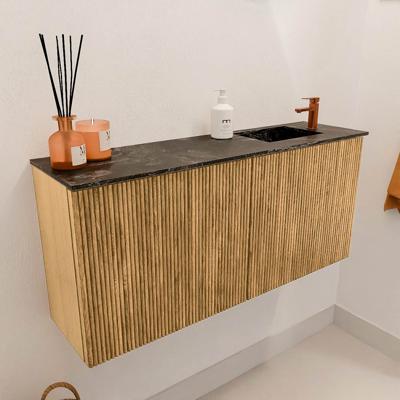 Toiletmeubel Mondiaz Joya Dlux | 90 cm | Meubelkleur Oak | Faye wastafel Lava Wasbak Rechts | 1 kraangat
