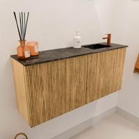 Toiletmeubel Mondiaz Joya Dlux | 90 cm | Meubelkleur Oak | Faye wastafel Lava Wasbak Rechts | 1 kraangat