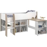 PARISOT Gecombineerd kind - Wit decor en jackson eik - Inclusief bedbodem - 90x200 cm - LIAM