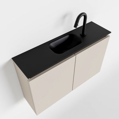 Toiletmeubel Mondiaz Ture | 80 cm | Meubelkleur Linen | Eden wastafel Urban Midden | 1 kraangat