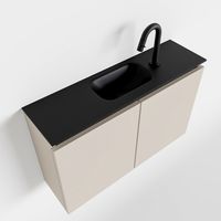 Toiletmeubel Mondiaz Ture | 80 cm | Meubelkleur Linen | Eden wastafel Urban Midden | 1 kraangat