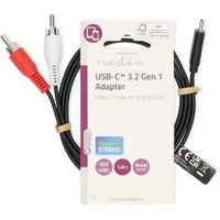 USB-C© Adapter | USB 3.2 Gen 1 | USB-C© Male | 2x RCA Male | 1.00 m | Rond | Vernikkeld | PVC |