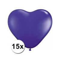 Zak met 15 paarse hart ballonnen 15 cm - thumbnail