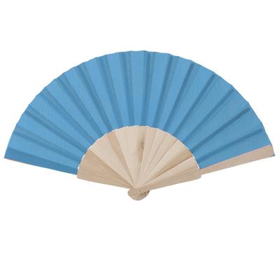 Spaanse waaier - blauw - 42 x 23 cm - hout - verkoelend - handwaaier