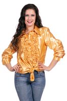 Ruchesblouse satijn goud