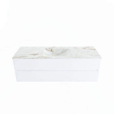 MONDIAZ VICA-DLUX 150cm badmeubel onderkast Talc 2 lades. Inbouw wastafel CLOUD midden zonder kraangat, kleur Frappe.