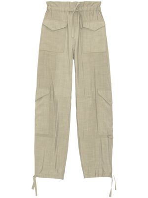 GANNI pantalon cargo à lien de resserrage - Vert