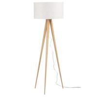 Leen Bakker - Vloerlamp Gaia - Naturel - Ø50x150 Cm - Metaal/Stof - Crème