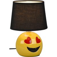 LED Tafellamp - Tafelverlichting - Trion Smiley - E14 Fitting - Rond - Mat Zwart - Keramiek - thumbnail