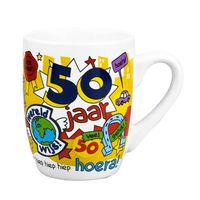 Koffiemok/verjaardagsbeker 50 jaar man met grappige tekst 300 ml - feest mokken - thumbnail