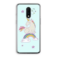Regenboog eenhoorn: OnePlus 7 Transparant Hoesje
