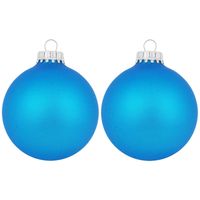 12x Matte intens blauwe kerstballen van glas 7 cm - Kerstbal