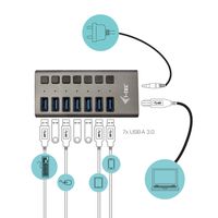 i-tec USB 3.0 Charging HUB 7 port + Power Adapter usb-hub - thumbnail