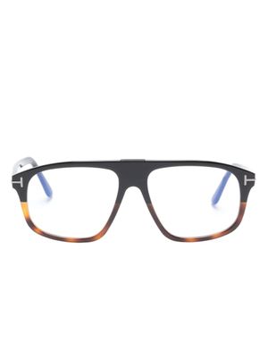 TOM FORD Eyewear lunettes de soleil oversize à effet écailles de tortue - Noir