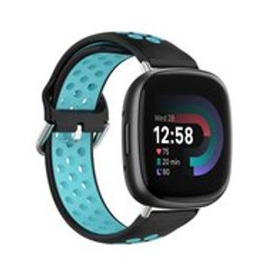 Fitbit Versa 3 & 4 / Sense 1 & 2 - Sport editie - Large - Zwart + blauw