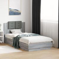 Bedframe met hoofdbord bewerkt hout grijs sonoma 75x190 cm