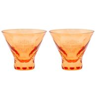 Harley-Davidson Geëtste Bar & Shield Stemless Martini Glas Set - 8 oz, Oranje