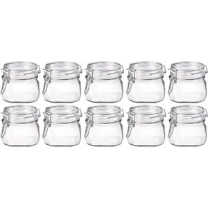 10x Luchtdichte potten transparant glas 500 ml   -
