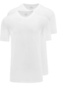 RAGMAN Regular Fit T-Shirt V-hals Dubbel pak wit, Effen