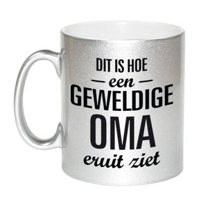 Zilveren geweldige oma cadeau koffiemok / theebeker 330 ml