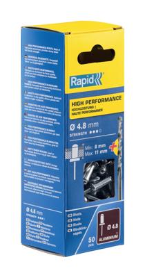 Rapid High performance blindklinknagels Ø4,8 x 14 mm, 50 stuks + boor - 5000389 - 5000389