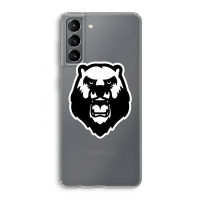 Angry Bear (white): Samsung Galaxy S21 Transparant Hoesje