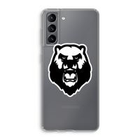 Angry Bear (white): Samsung Galaxy S21 Transparant Hoesje