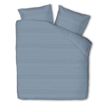 Dekbedovertrek Embossed Stripes - Blauw - Tweepersoons (200x200 Cm) - Blauw Microvezel - Strepen - Luna Bedding - Dekbed-Discounter.nl