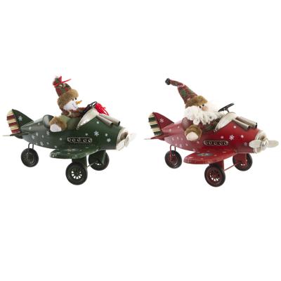 Kerstversiering DKD Home Decor Vliegtuig Metaal (36,5 x 23 x 25 cm) (2 Stuks)
