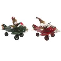 Kerstversiering DKD Home Decor Vliegtuig Metaal (36,5 x 23 x 25 cm) (2 Stuks)