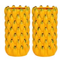 Atmosphera Bloemenvaas banaan - 2x - geel - D12 x H22 cm - keramiek - vaas