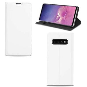 Samsung Galaxy S10 Stand Case Hoesje Wit met Pashouder