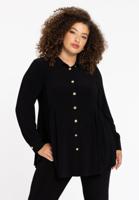 Yoek Blouse plooien | Zwart | Maat 42/44