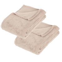 2x Stuks Fleece deken/fleeceplaid beige 130 x 180 cm polyester