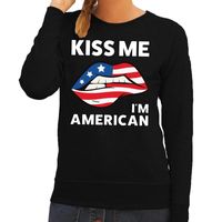 Kiss me I am American zwarte trui voor dames 2XL  -