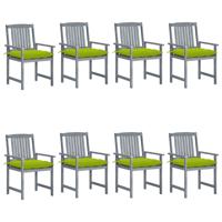 Tuinstoelen 8 st met kussens massief acaciahout grijs