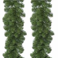 Decoris dennenslinger - 4x - groen - 270 x 9,5 cm - PVC - dennen guirlande