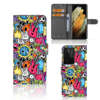 Samsung Galaxy S21 Ultra Wallet Case met Pasjes Punk Rock - thumbnail