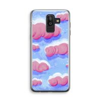 Roze wolken met vogels: Samsung Galaxy J8 (2018) Transparant Hoesje