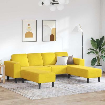Bankstel 3 pcs Geel Fluweel
