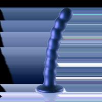 Ouch! by Shots Beaded Silicone G-Spot Dildo - 6,5'' / 16,5 cm - Metallic Blauw - thumbnail