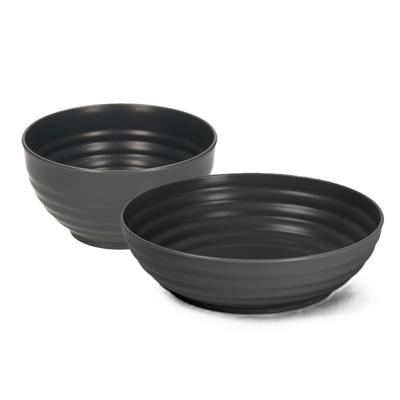Plasticforte onbreekbaar servies kommetjes - zwart - kunststof - 13 x 7 cm en 19 x 5 cm