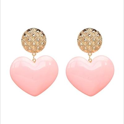 Perzik hart oorbellen retro serie acryl Stud Oorbellen voor vrouwen (lichtroze)