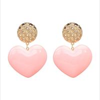 Perzik hart oorbellen retro serie acryl Stud Oorbellen voor vrouwen (lichtroze)