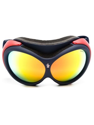 Moncler Eyewear lunettes de ski miroitées à bande logo - Bleu